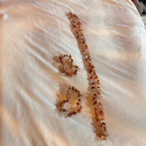 JTV Amber and Earthy Tones Chip Necklace and Bracelet Set